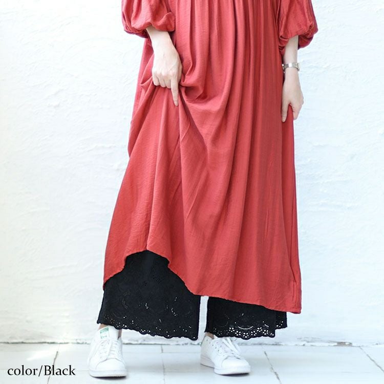 大きいサイズ レディース 刺繍レースコットンペチパンツ　gold932 【メール便可】