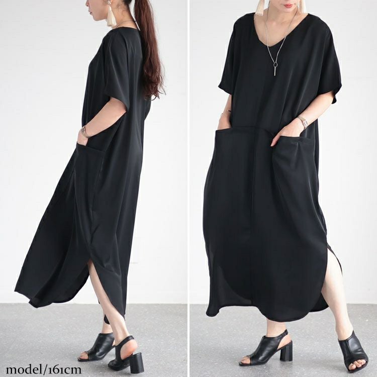 大きいサイズ レディース ポケット付きドルマンワンピース　sw-0556