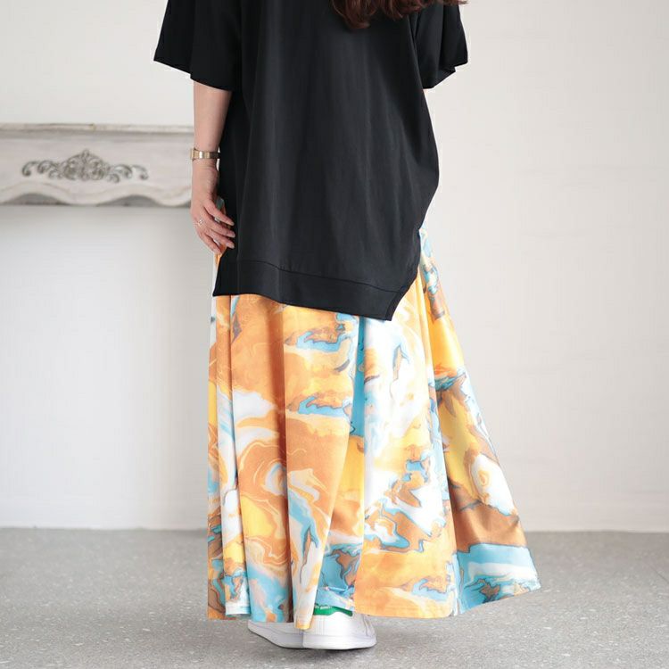 大きいサイズ レディース ウエストゴムプリントスカート　sw-0554