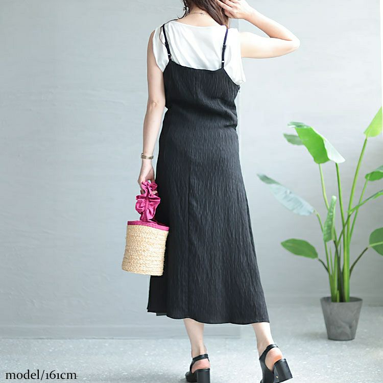 大きいサイズ レディース ボタンデザインキャミソールワンピース　goldy-1327 【メール便可】