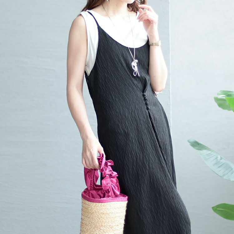 大きいサイズ レディース ボタンデザインキャミソールワンピース　goldy-1327 【メール便可】