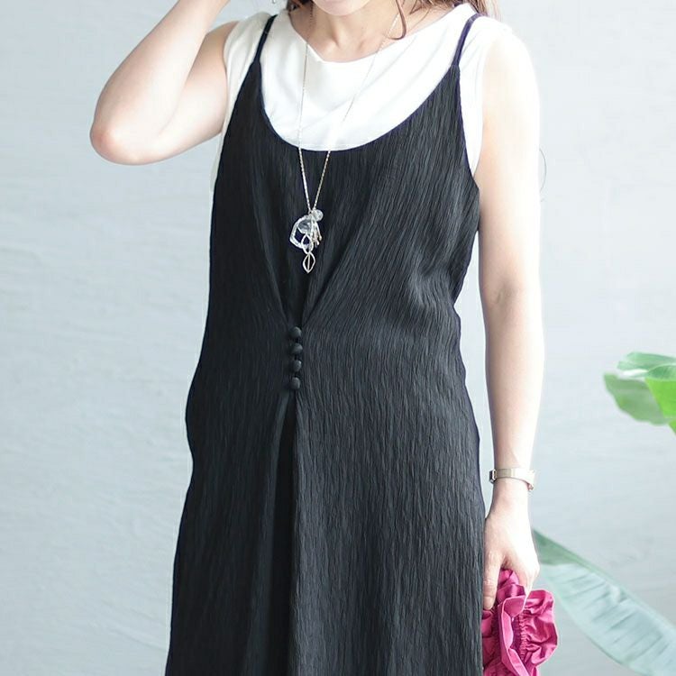 大きいサイズ レディース ボタンデザインキャミソールワンピース　goldy-1327 【メール便可】