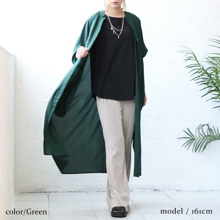 大きいサイズ レディース キーネックドルマンスリーブジャケット　nw-23027 グリーン