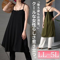 大きいサイズ レディース バックボタンデザインキャミチュニックワンピース　jp482