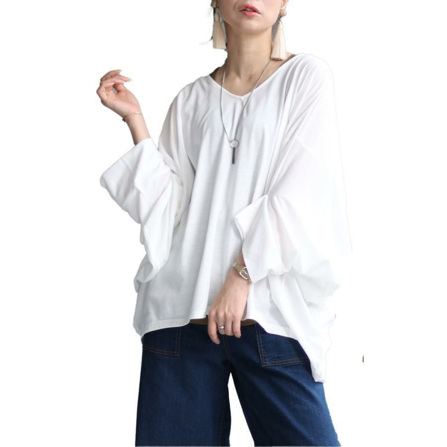 大きいサイズ レディース きものスリーブプルオーバートップス　fem-376 オフホワイト