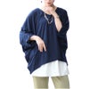 大きいサイズ レディース きものスリーブプルオーバートップス　fem-376 ネイビー