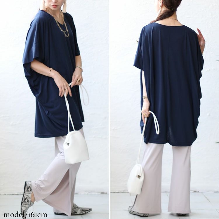 大きいサイズ レディース チュニックドルマンTシャツ　fem-375
