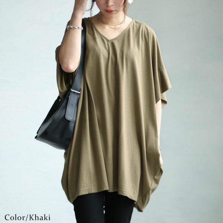 大きいサイズ レディース チュニックドルマンTシャツ　fem-375