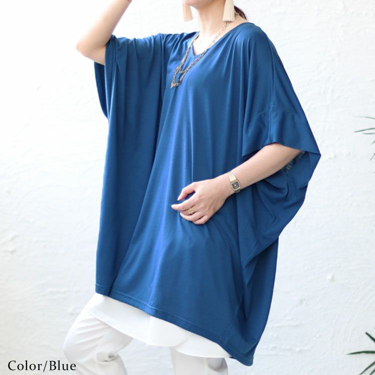 大きいサイズ レディース チュニックドルマンTシャツ　fem-375