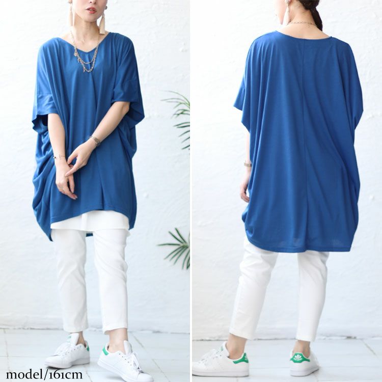 大きいサイズ レディース チュニックドルマンTシャツ　fem-375