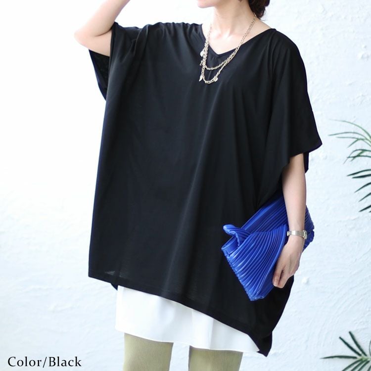 大きいサイズ レディース チュニックドルマンTシャツ　fem-375