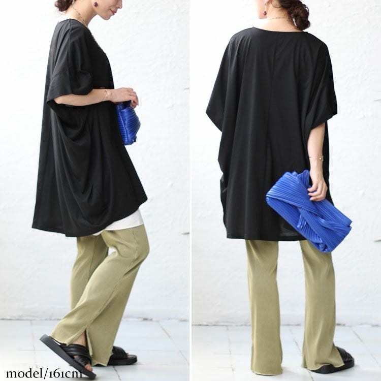 大きいサイズ レディース チュニックドルマンTシャツ　fem-375