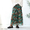 大きいサイズ レディース オーガンジー花柄プリントスカート　nw-23022 グリーン