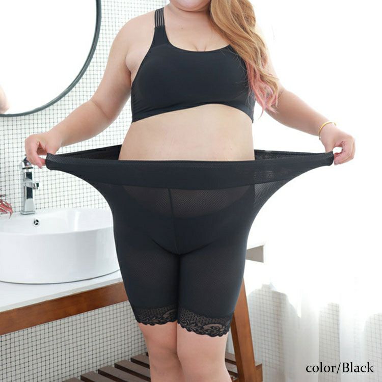 大きいサイズ レディース 裾レース股ずれ防止3分丈パンツ　goldy-1343 【メール便可】