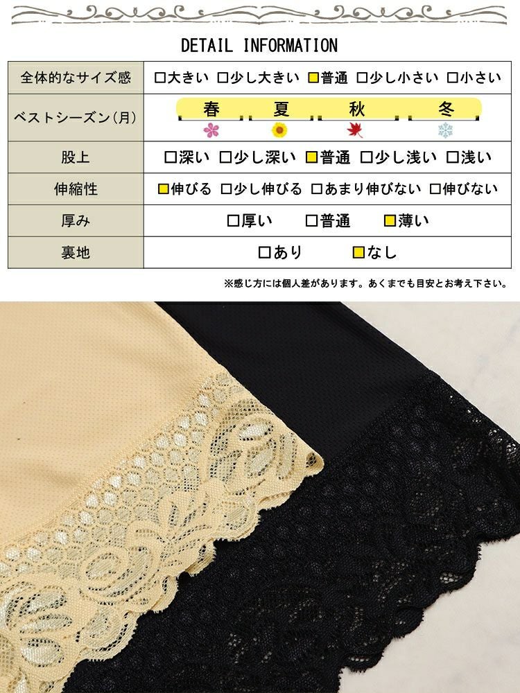 大きいサイズ レディース 裾レース股ずれ防止3分丈パンツ　goldy-1343 【メール便可】