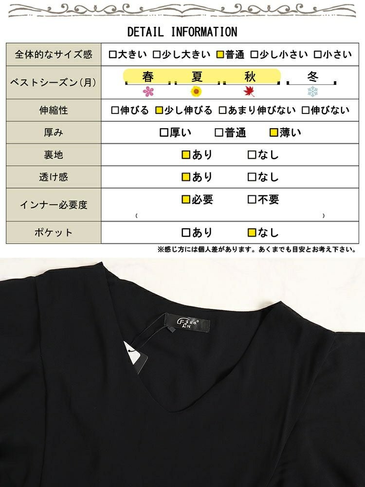 大きいサイズ レディース Vネックフリルスリーブワンピース　goldy-1341 【メール便可】