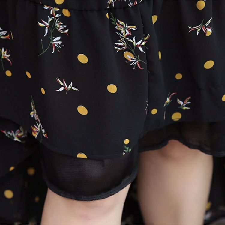 大きいサイズ レディース 花柄ティアードシフォンワンピース　goldy-1340