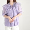 大きいサイズ レディース ダブルリボンフリルシアーブラウス　goldy-1309 【ゆうパケット可】 パープル