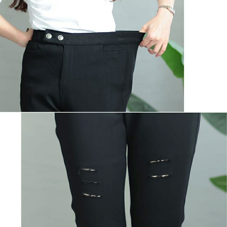 大きいサイズ レディース ダブルボタンダメージスキニーパンツ　goldy-1333 【メール便可】