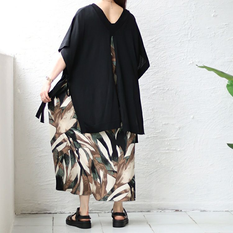 大きいサイズ レディース 切替ベスト風ドッキングワンピース　sw-0538