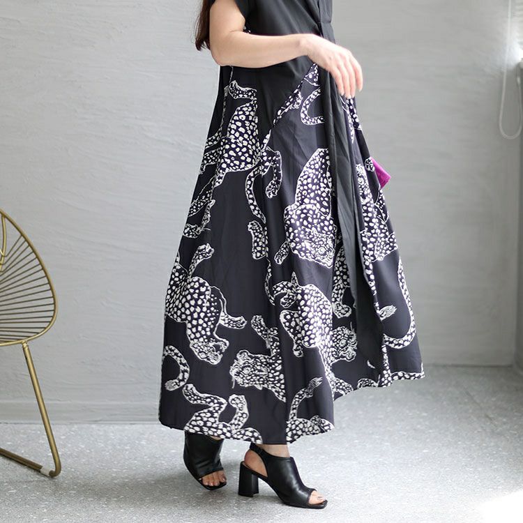 大きいサイズ レディース ヒョウ柄切替えデザインワンピース　goldy-1353 【ゆうパケット可】