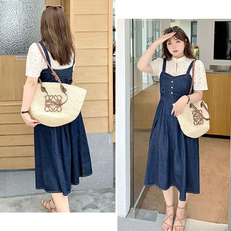 大きいサイズ レディース デニムサロペットスカート　goldy-1310