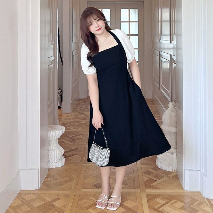 大きいサイズ レディース バックオープンフレアワンピース　goldy-1314