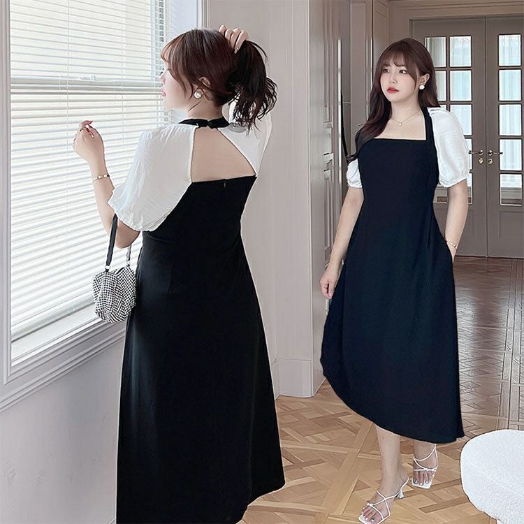 大きいサイズ レディース バックオープンフレアワンピース　goldy-1314