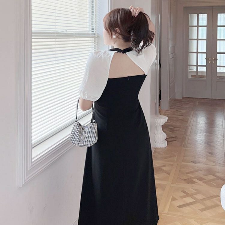 大きいサイズ レディース バックオープンフレアワンピース　goldy-1314