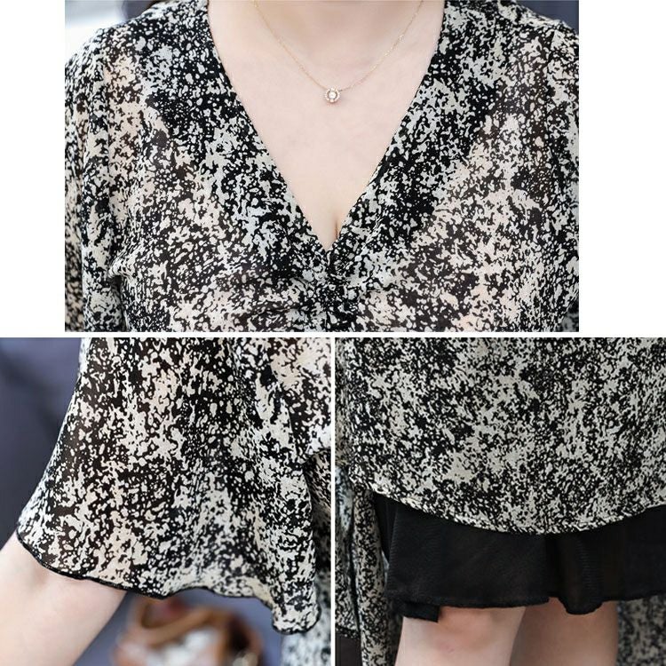 大きいサイズ レディース フレアスリーブシャーリングワンピース　goldy-1339 【メール便可】