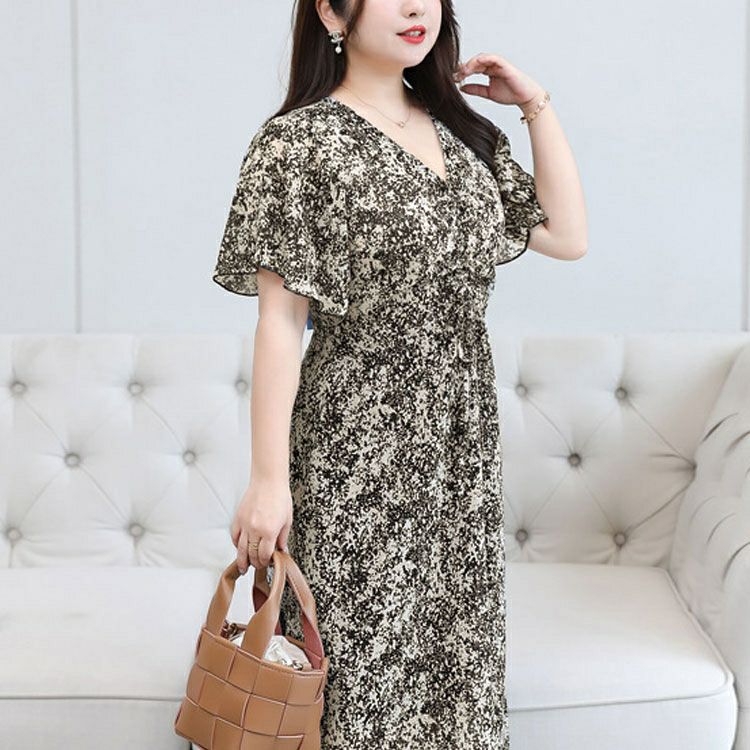 大きいサイズ レディース フレアスリーブシャーリングワンピース　goldy-1339 【メール便可】