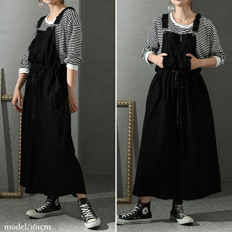 大きいサイズ レディース フード付きスウェットサロペットスカート　jps001