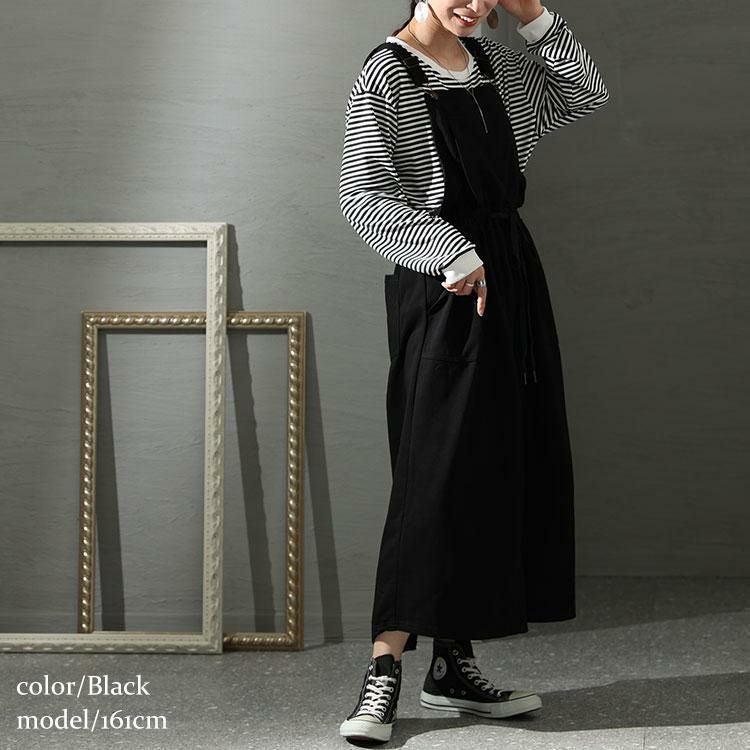 大きいサイズ レディース フード付きスウェットサロペットスカート　jps001 ブラック