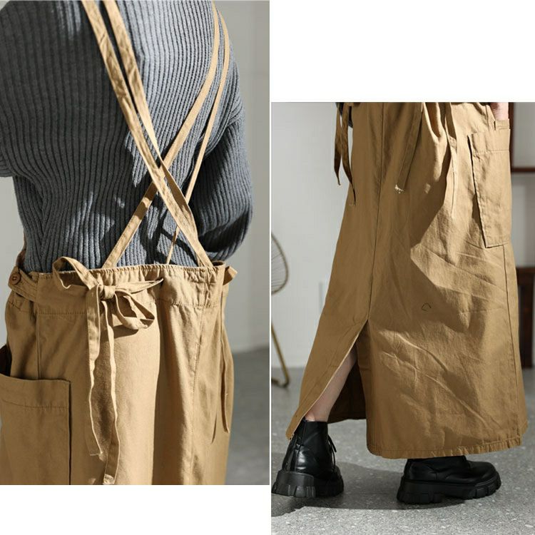 大きいサイズ レディース ツイルエプロンサロペットスカート　wc-0296