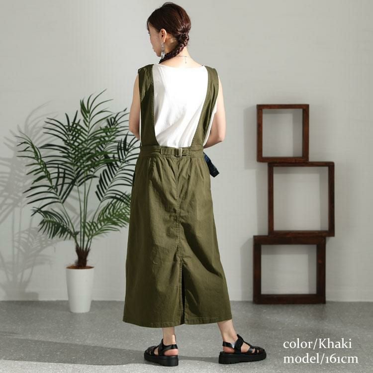 大きいサイズ レディース フロントボタンジャンパーツイルスカート　wc-0251 カーキ