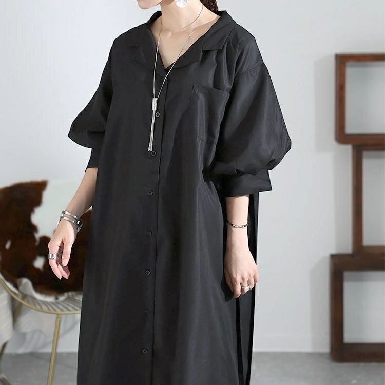 大きいサイズ レディース バックプリーツシャツワンピース　nw-23008