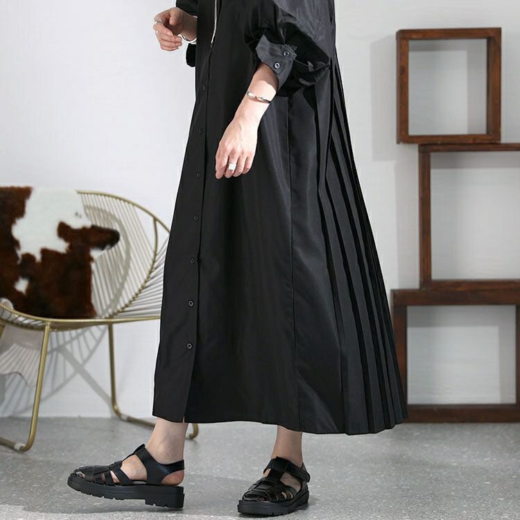 大きいサイズ レディース バックプリーツシャツワンピース　nw-23008