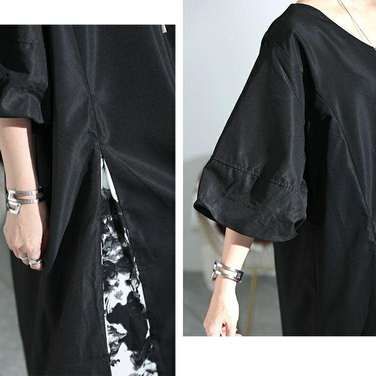 大きいサイズ レディース アート柄切替えワンピース　nw-23007