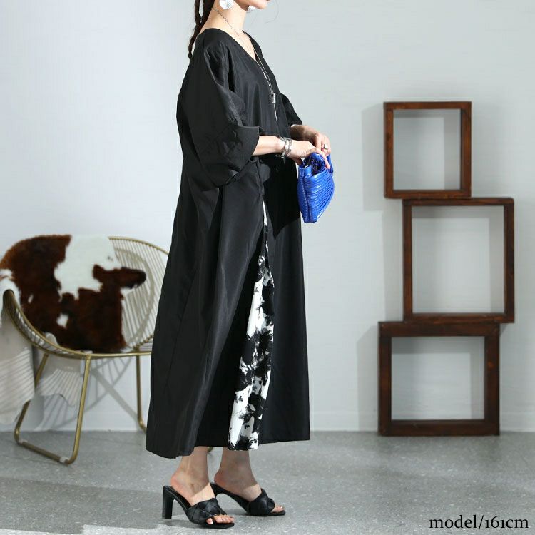 大きいサイズ レディース アート柄切替えワンピース　nw-23007