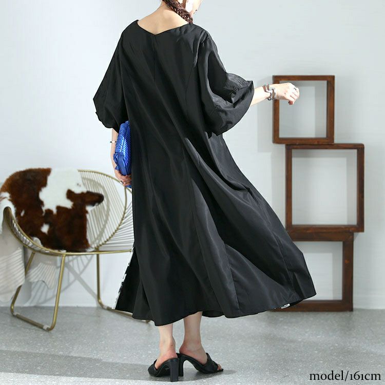 大きいサイズ レディース アート柄切替えワンピース　nw-23007