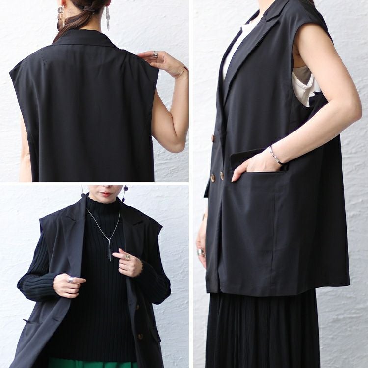 大きいサイズ レディース トレンチ風ベスト　nw-23015