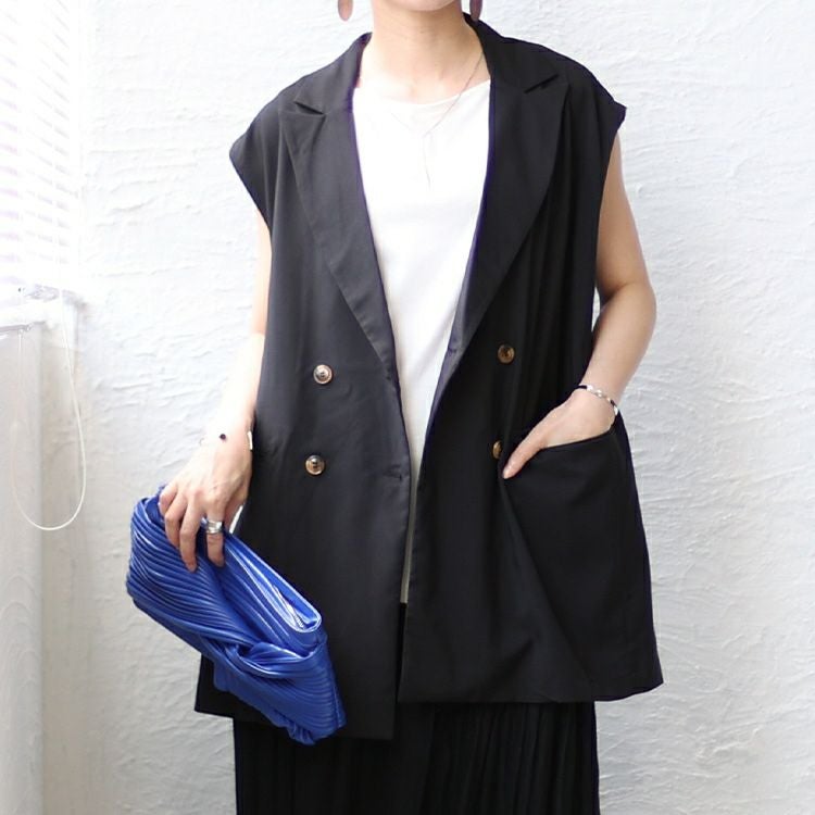 大きいサイズ レディース トレンチ風ベスト　nw-23015