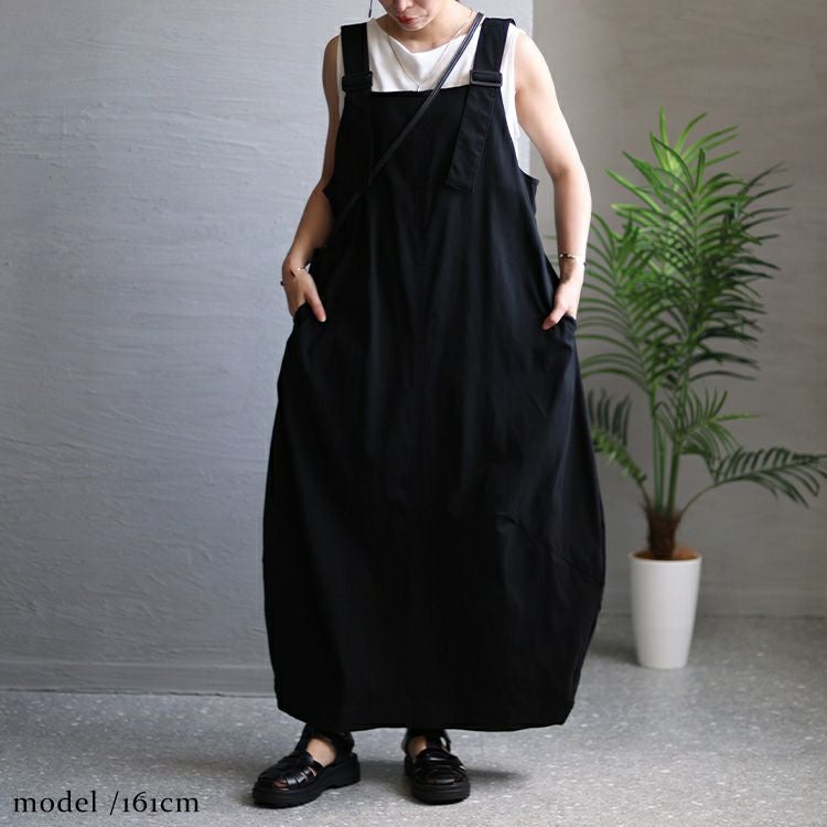 大きいサイズ レディース コクーンシルエットエプロンワンピース　nw-23012