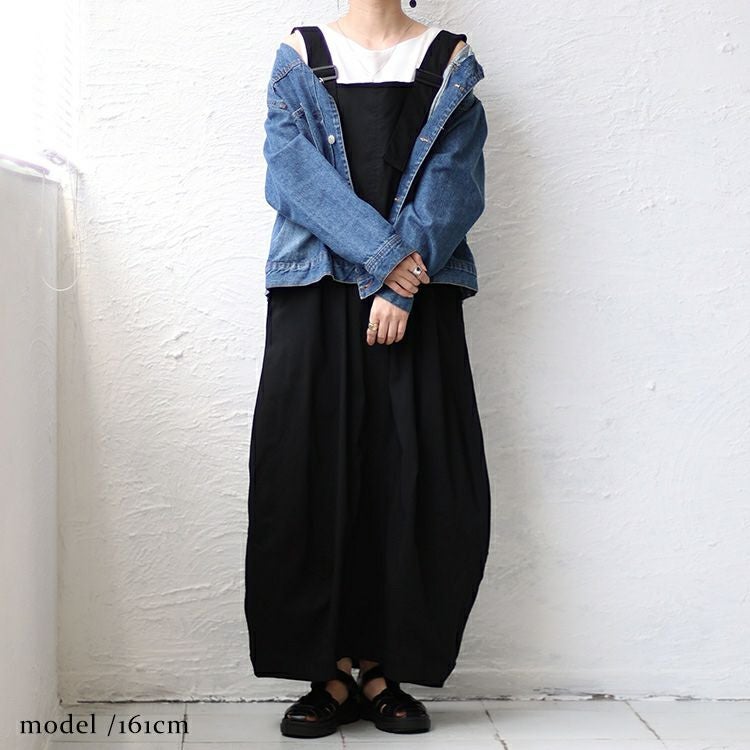 大きいサイズ レディース コクーンシルエットエプロンワンピース　nw-23012