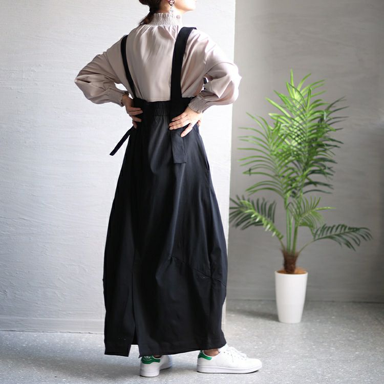 大きいサイズ レディース コクーンシルエットエプロンワンピース　nw-23012