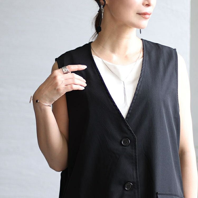 大きいサイズ レディース ウエストドロスト入りロングベスト　maru-6663