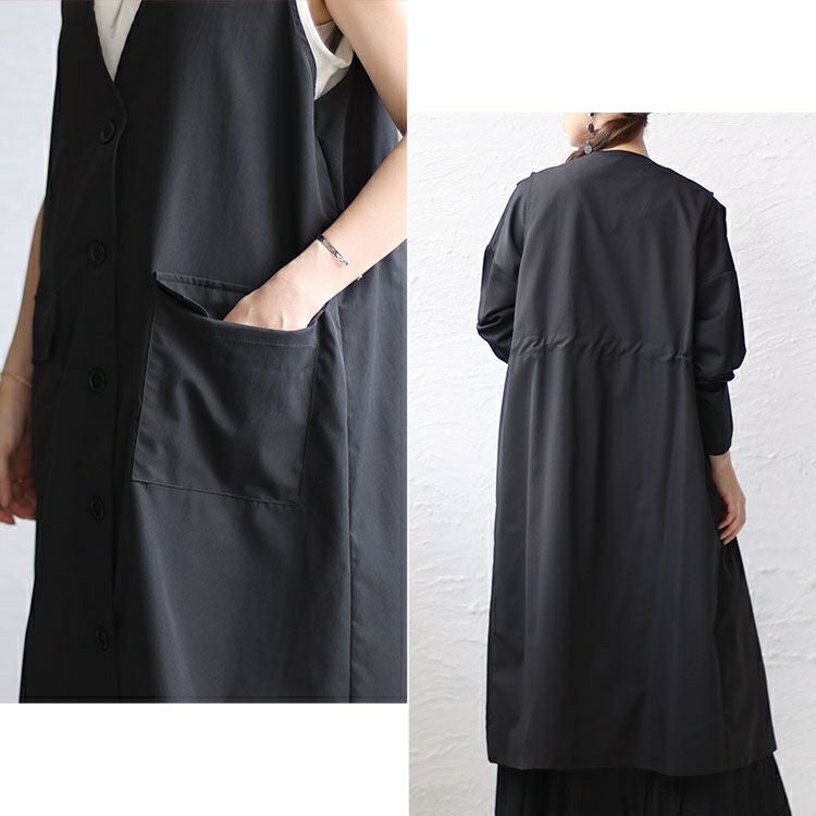 大きいサイズ レディース ウエストドロスト入りロングベスト　maru-6663