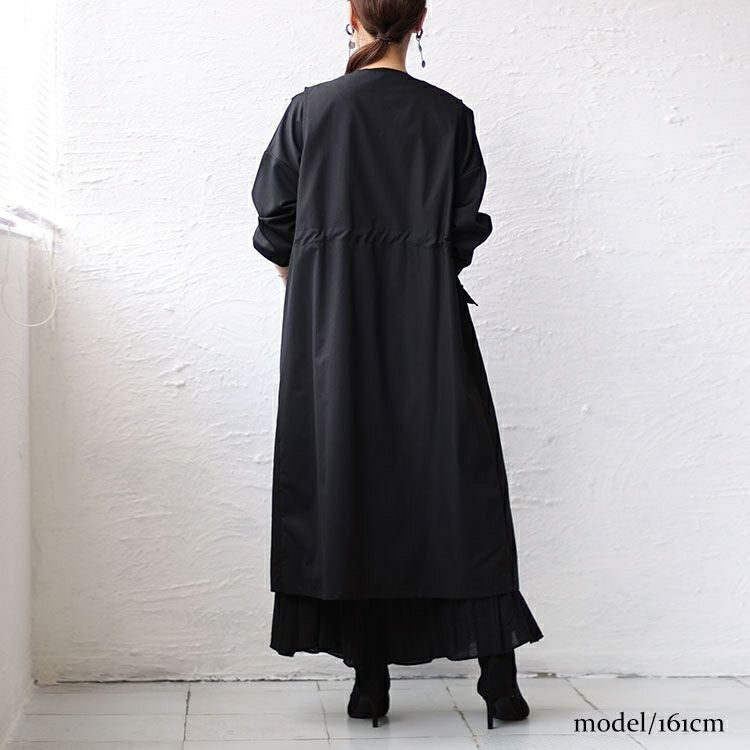 大きいサイズ レディース ウエストドロスト入りロングベスト　maru-6663