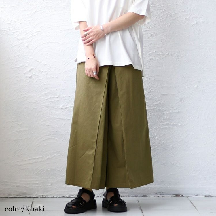 大きいサイズ レディース 股隠しタック入りワイドパンツ　maru-6662
