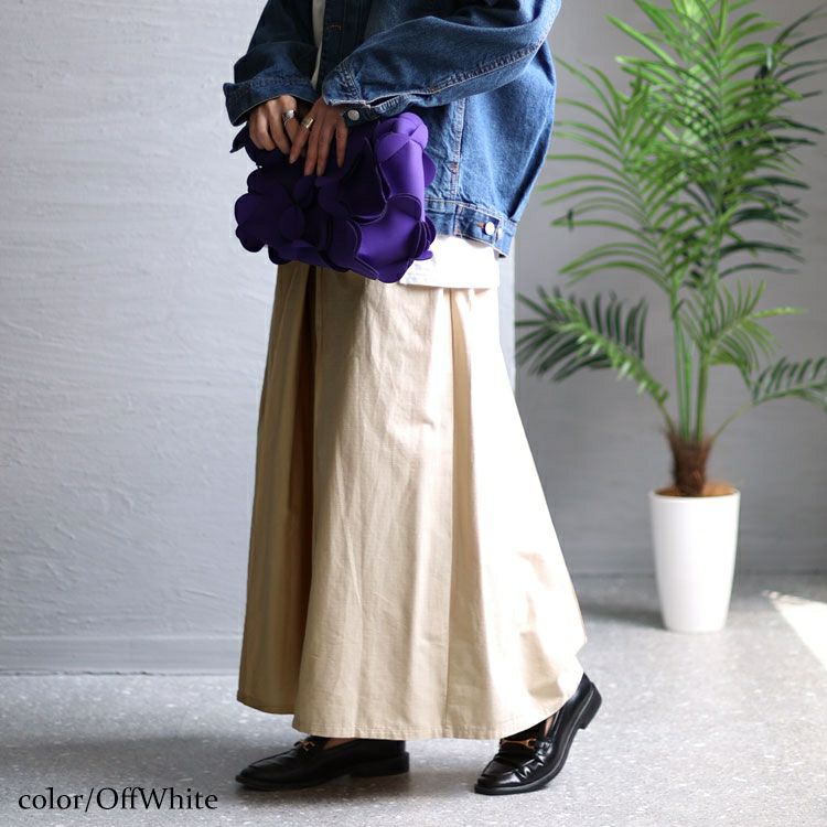 大きいサイズ レディース 股隠しタック入りワイドパンツ　maru-6662